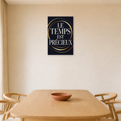 Affiche Le temps est précieux – Cercles dorés dans une salle à manger - Art Virtuoso