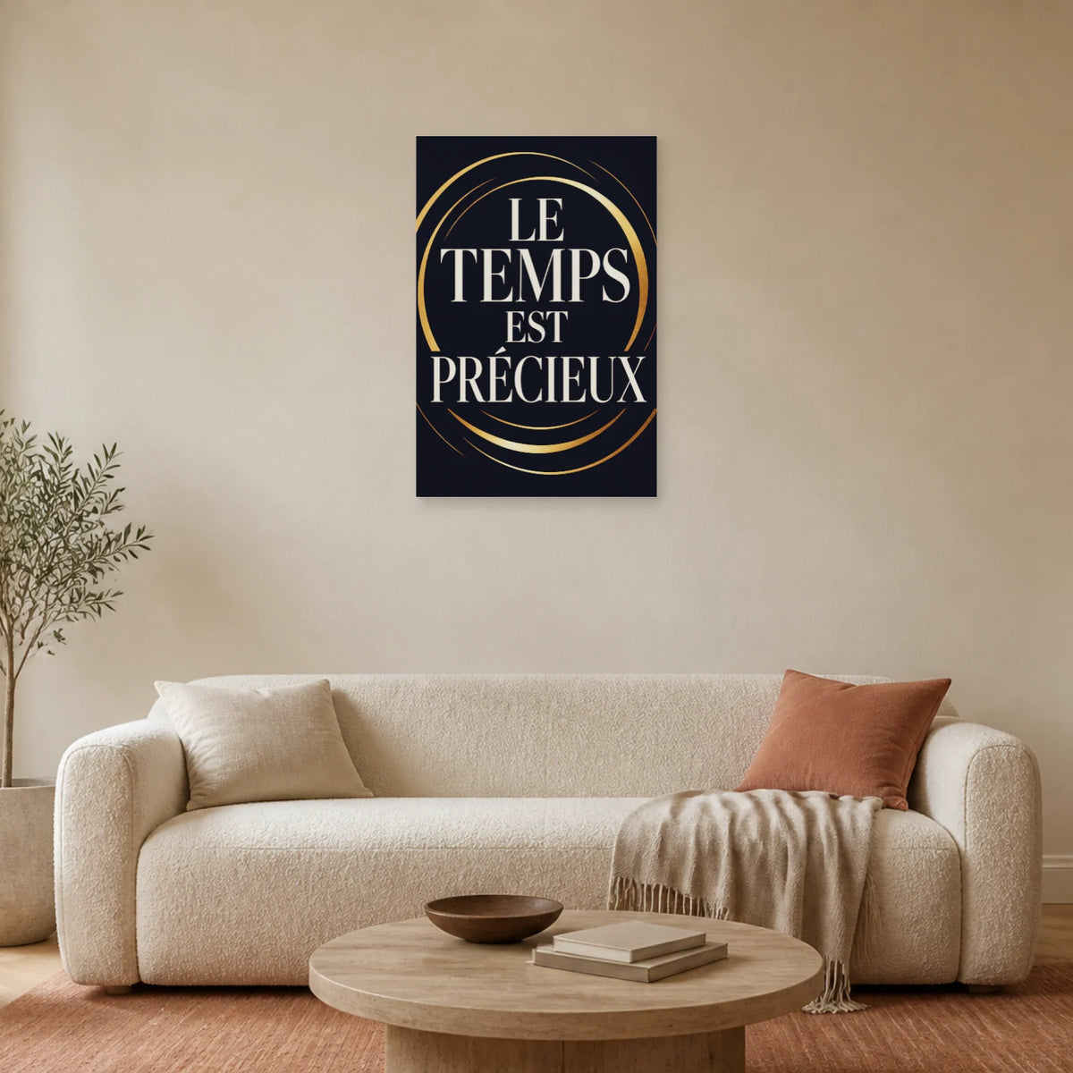 Affiche Le temps est précieux – Cercles dorés dans un salon - Art Virtuoso