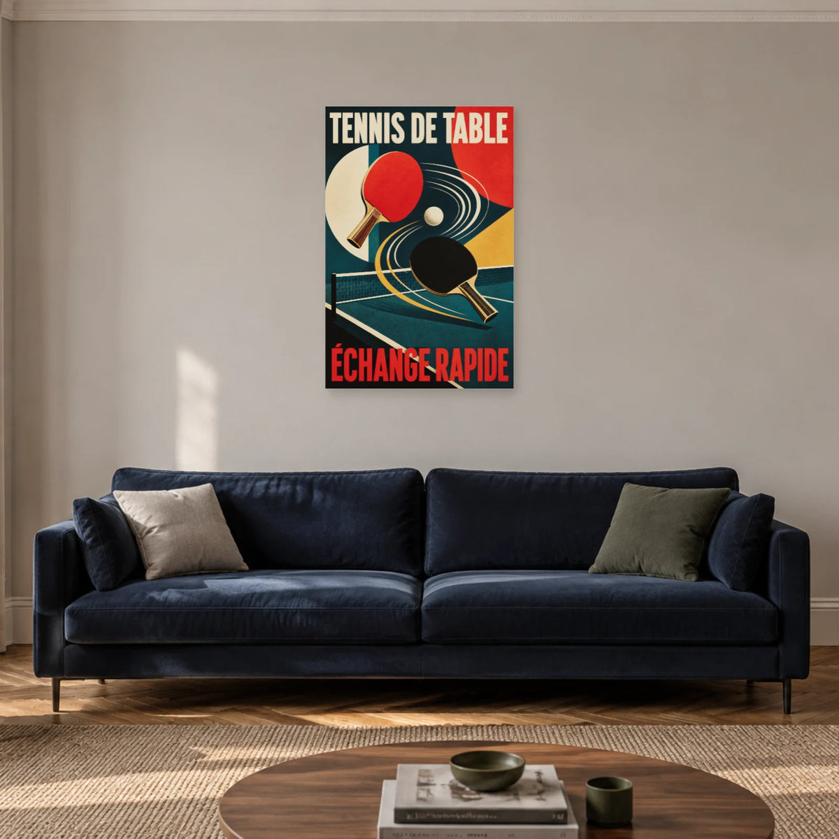 Affiche Tennis de table – Échange rapide dans un salon - Art Virtuoso