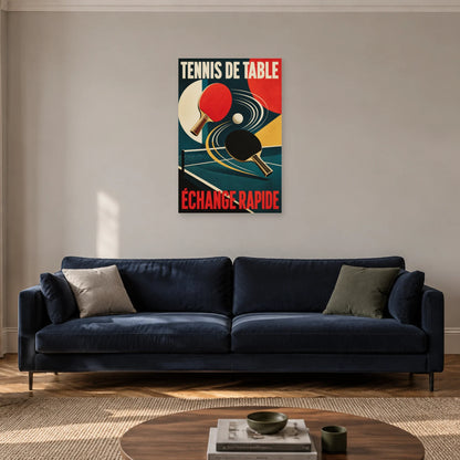 Affiche Tennis de table – Échange rapide dans un salon - Art Virtuoso