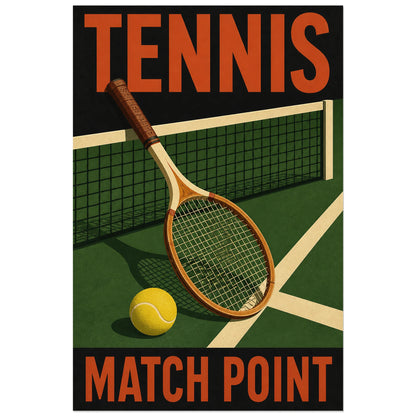 Nature morte de tennis avec raquette, balle et filet, affiche 60 × 90 cm