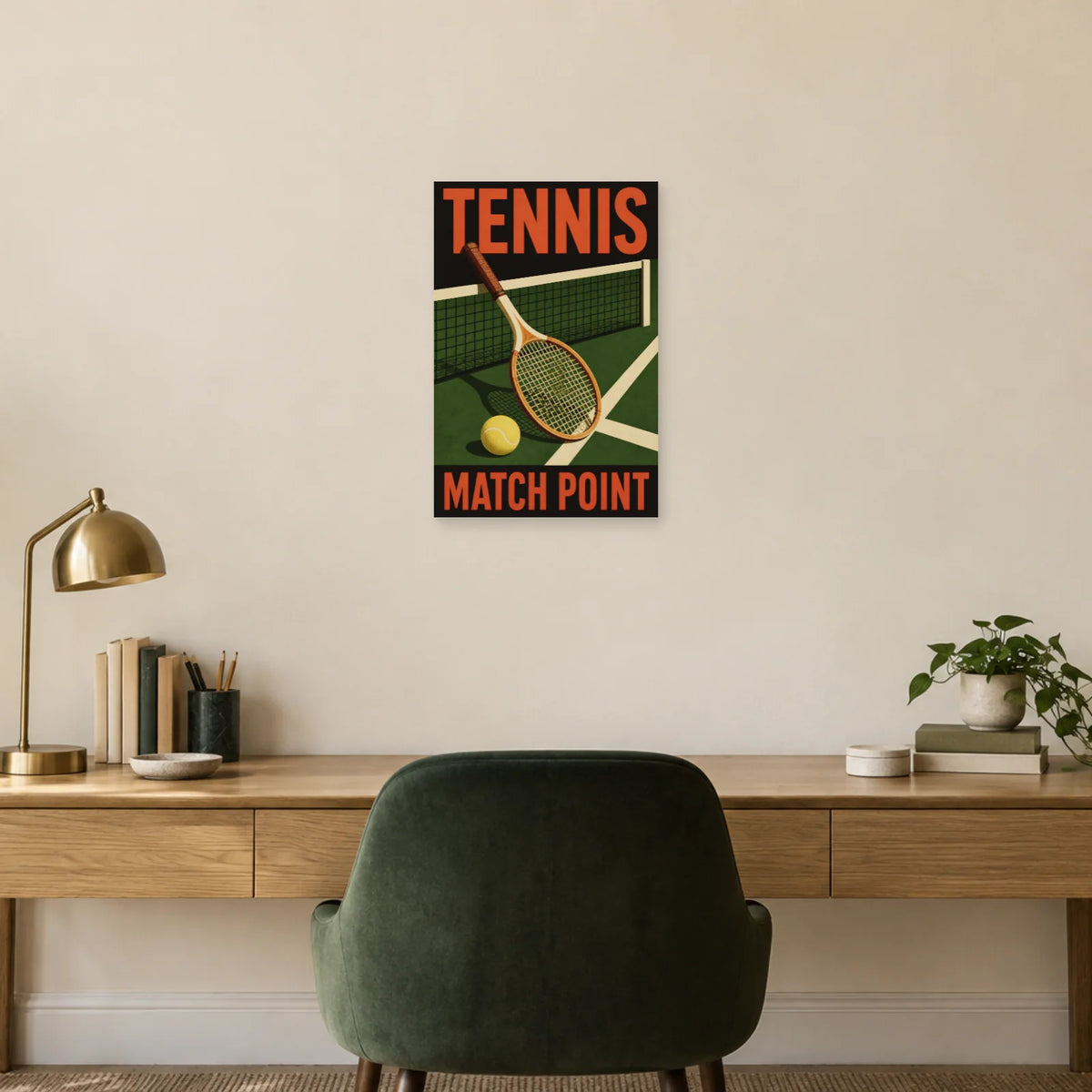 Affiche Tennis – Match Point dans un bureau - Art Virtuoso