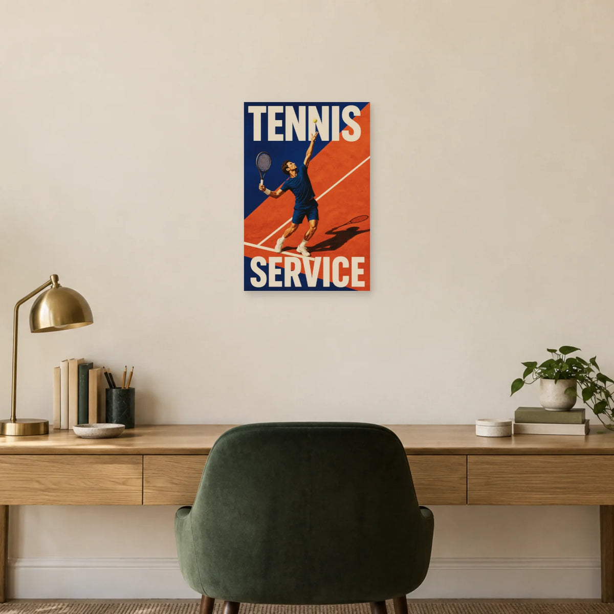 Affiche Tennis – Service dans un bureau - Art Virtuoso