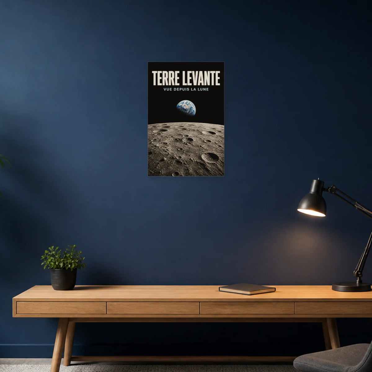 Affiche Terre Levante – Vue depuis la Lune dans un bureau - Art Virtuoso