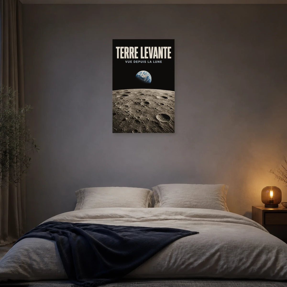 Affiche Terre Levante – Vue depuis la Lune dans une chambre - Art Virtuoso