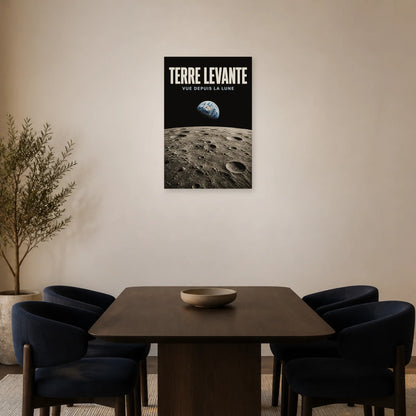 Affiche Terre Levante – Vue depuis la Lune dans une salle à manger - Art Virtuoso