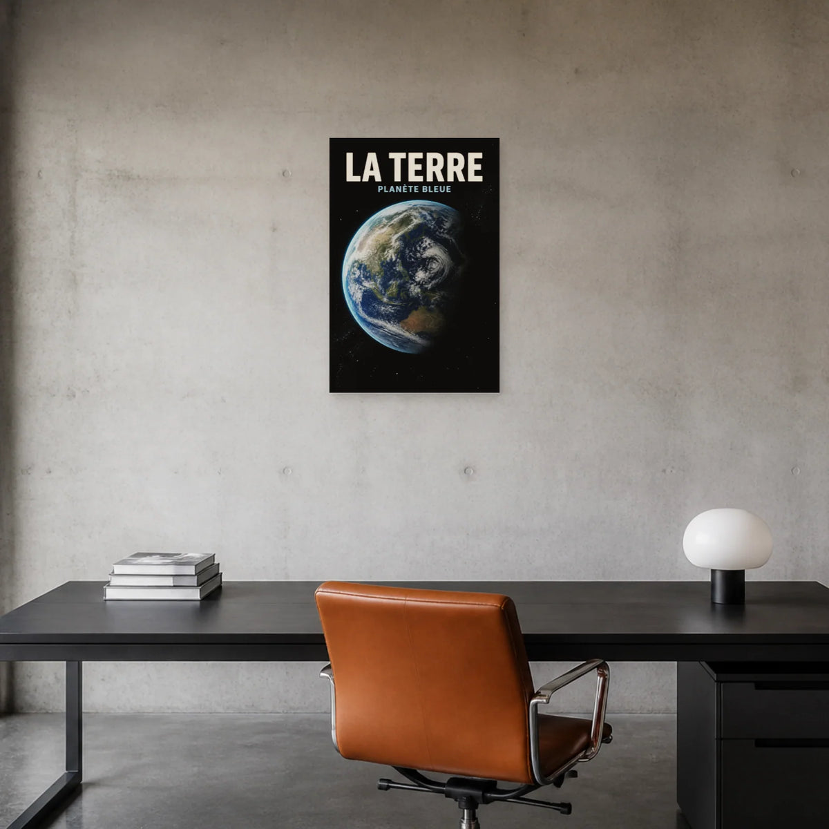 Affiche La Terre – Planète Bleue dans un bureau - Art Virtuoso