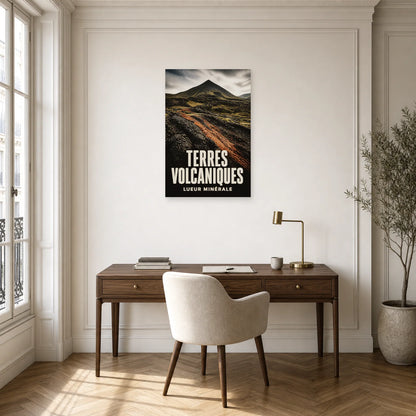Affiche Terres volcaniques - Lueur minérale dans un bureau - Art Virtuoso