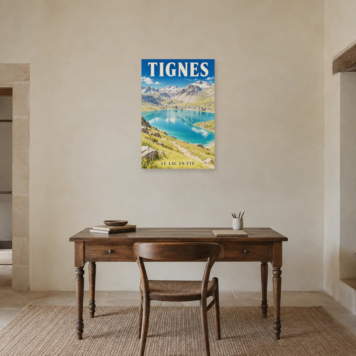 Affiche Tignes - Lac d'été dans un bureau - Art Virtuoso