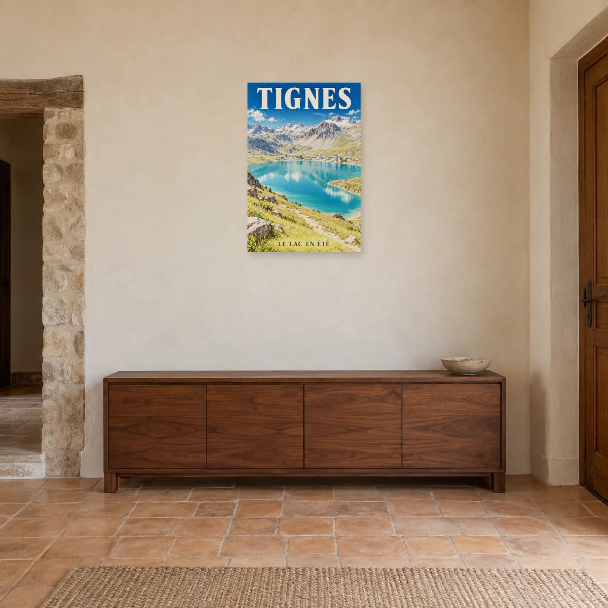 Affiche Tignes - Lac d'été dans une entrée ou un couloir - Art Virtuoso