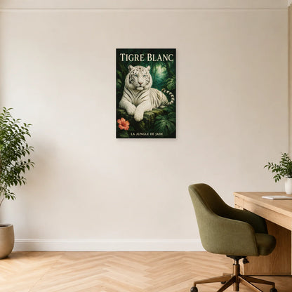 Affiche Tigre blanc, la jungle de jade dans un bureau - Art Virtuoso