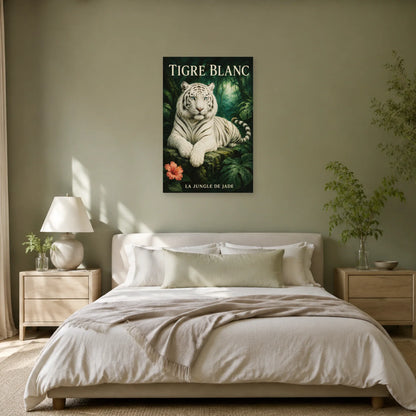 Affiche Tigre blanc, la jungle de jade dans une chambre - Art Virtuoso