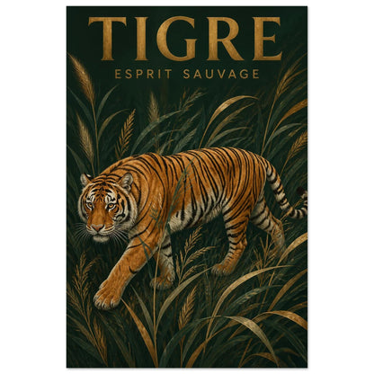 Affiche Tigre – Esprit Sauvage, gouache contemporaine verticale, format 30 × 45 cm