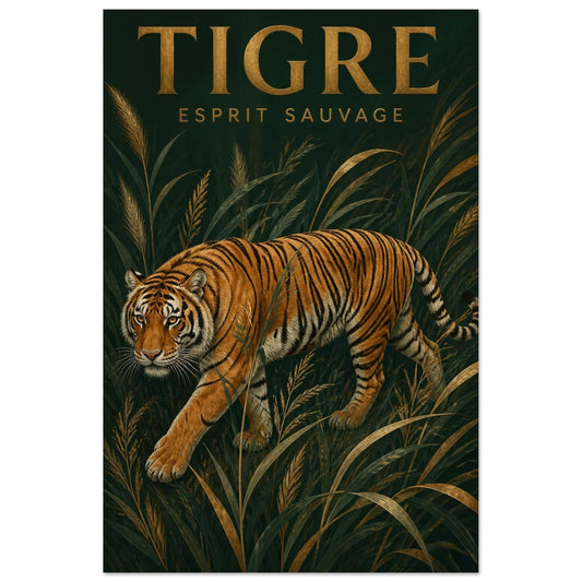 Affiche Tigre – Esprit Sauvage, gouache contemporaine verticale, format 30 × 45 cm