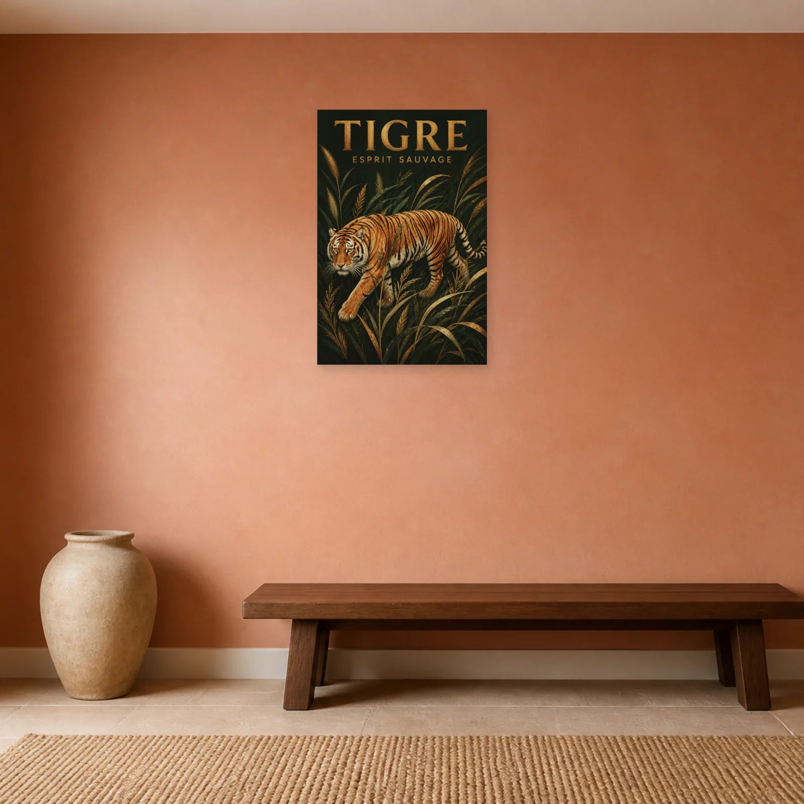 Affiche Tigre – Esprit Sauvage dans une salle à manger - Art Virtuoso