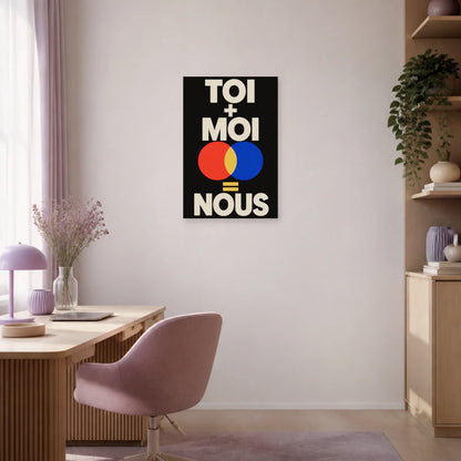 Affiche Toi + moi = nous – Équation colorée dans un bureau - Art Virtuoso