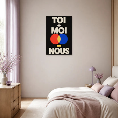 Affiche Toi + moi = nous – Équation colorée dans une chambre - Art Virtuoso