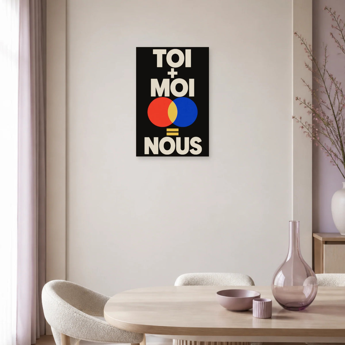 Affiche Toi + moi = nous – Équation colorée dans une salle à manger - Art Virtuoso