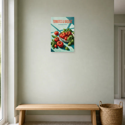 Affiche Tomates & Basilic – Cuisine d’Été dans une entrée ou un couloir - Art Virtuoso
