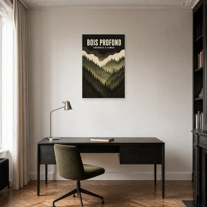 Affiche Bois profond – Courbes et cimes dans un bureau - Art Virtuoso