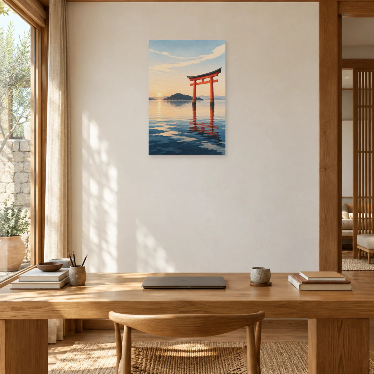 Affiche Torii - Brume de l'aube dans un bureau - Art Virtuoso