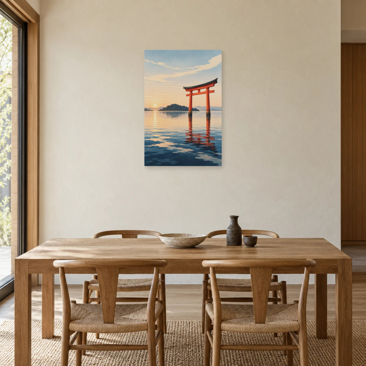 Affiche Torii - Brume de l'aube dans une salle à manger - Art Virtuoso