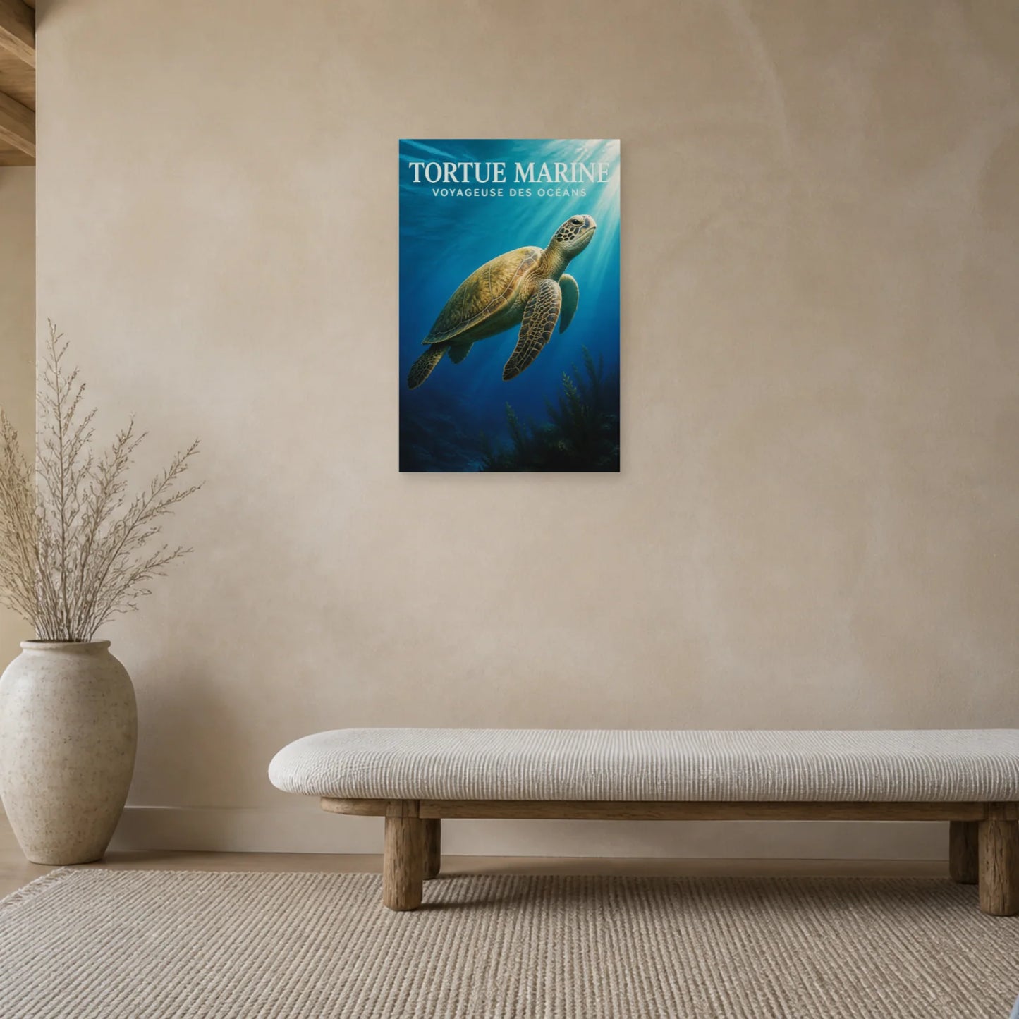 Affiche Tortue Marine – Voyageuse des Océans dans une chambre - Art Virtuoso
