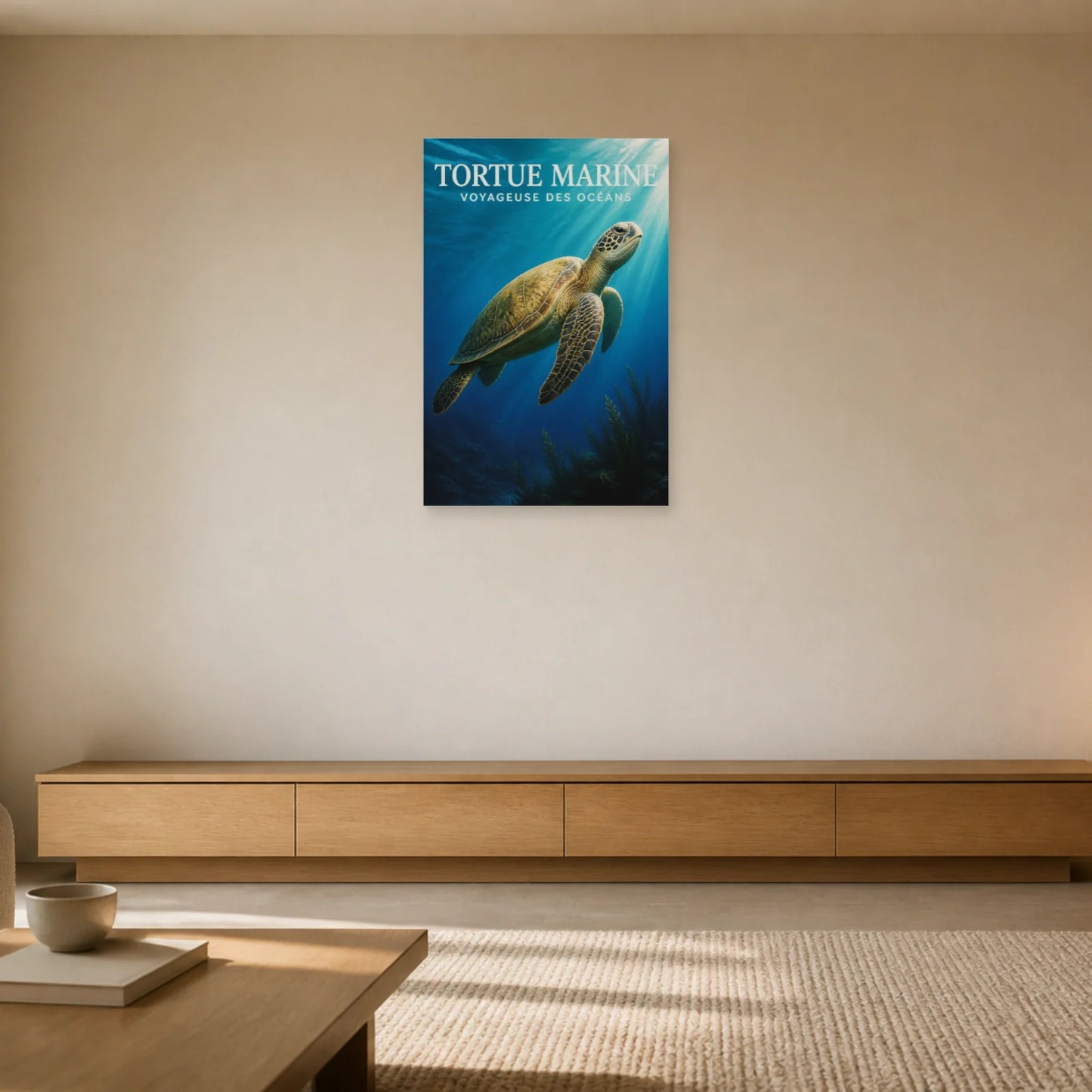 Affiche Tortue Marine – Voyageuse des Océans dans un salon - Art Virtuoso