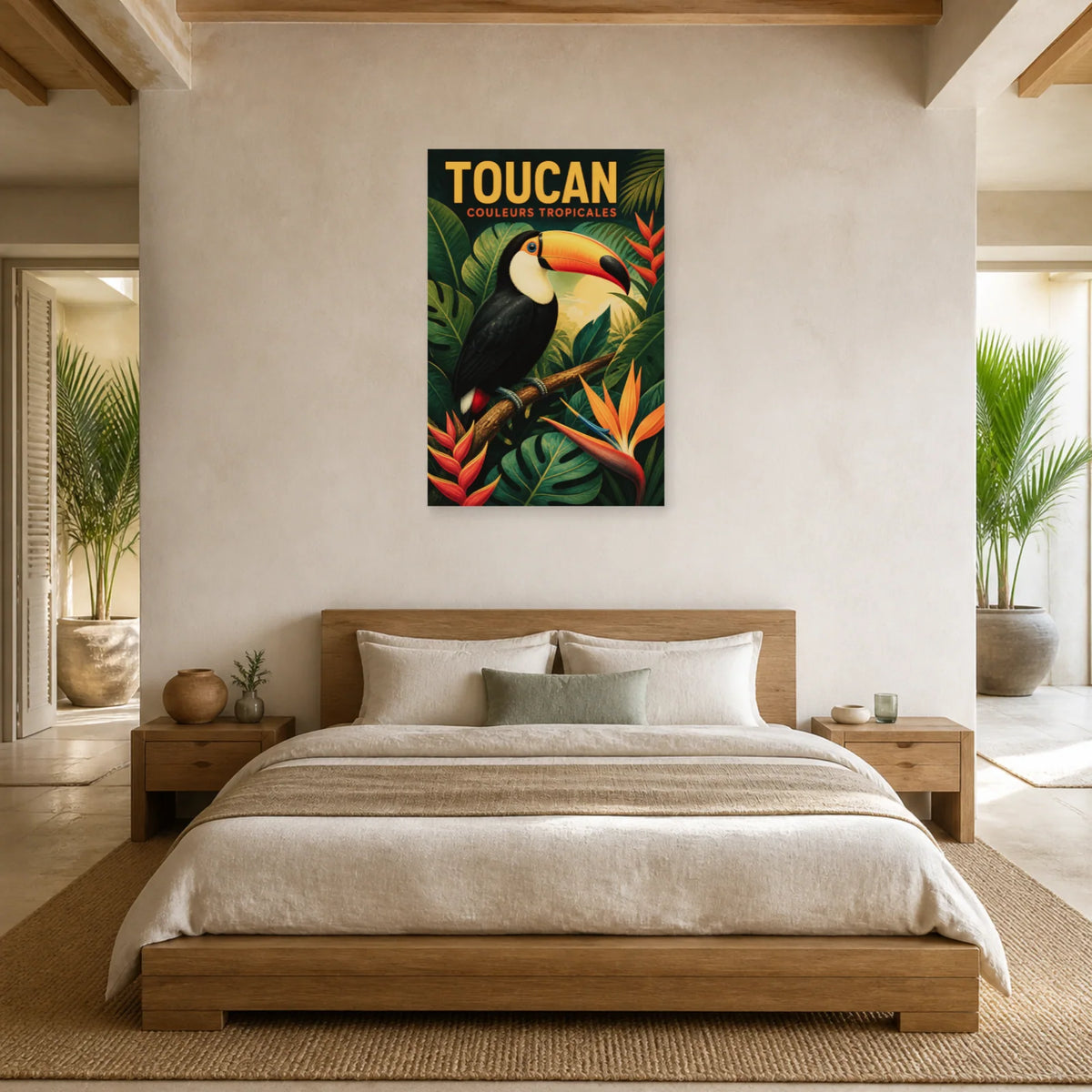 Affiche Toucan – Feuillage tropical dans une chambre - Art Virtuoso