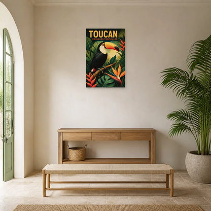 Affiche Toucan – Feuillage tropical dans une entrée ou un couloir - Art Virtuoso