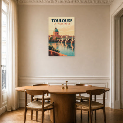 Affiche Toulouse – La Ville Rose dans une salle à manger - Art Virtuoso