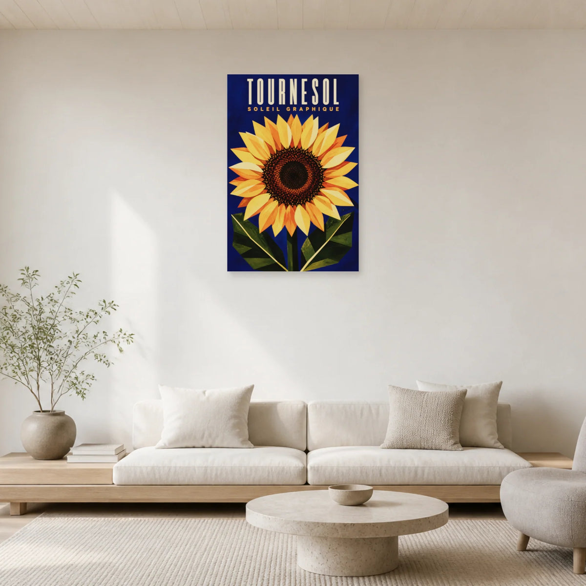 Affiche Tournesol – Soleil Graphique dans un salon - Art Virtuoso