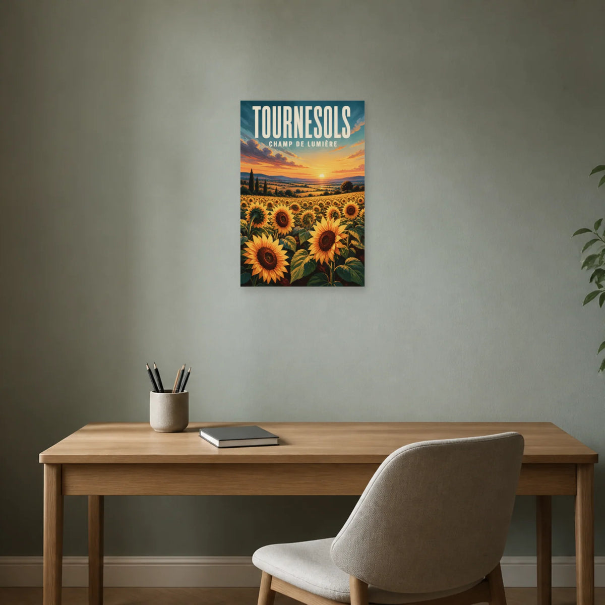 Affiche Tournesols – Champ de Lumière dans un bureau - Art Virtuoso