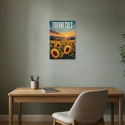 Affiche Tournesols – Champ de Lumière dans un bureau - Art Virtuoso