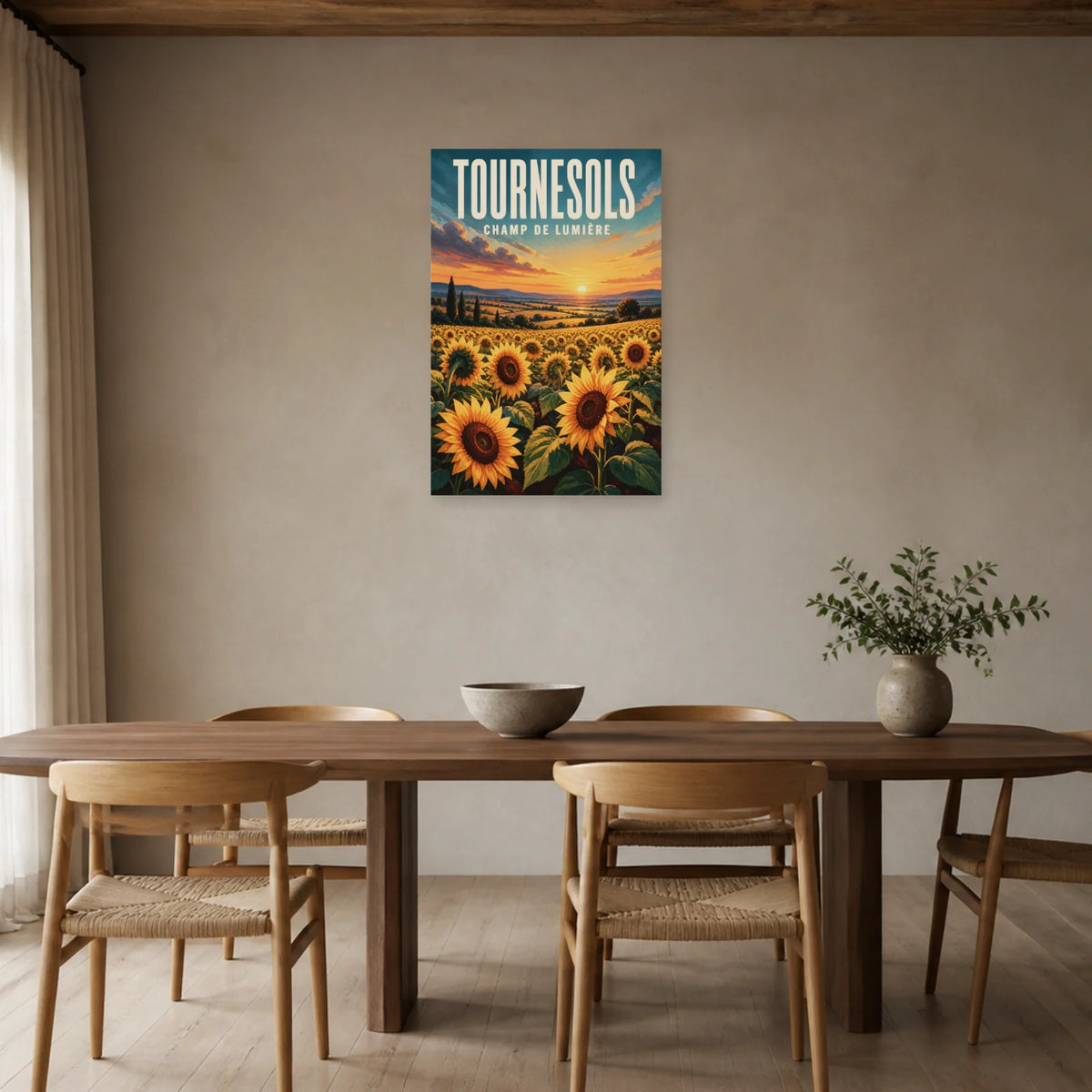 Affiche Tournesols – Champ de Lumière dans une salle à manger - Art Virtuoso