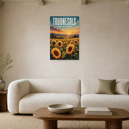 Affiche Tournesols – Champ de Lumière dans un salon - Art Virtuoso