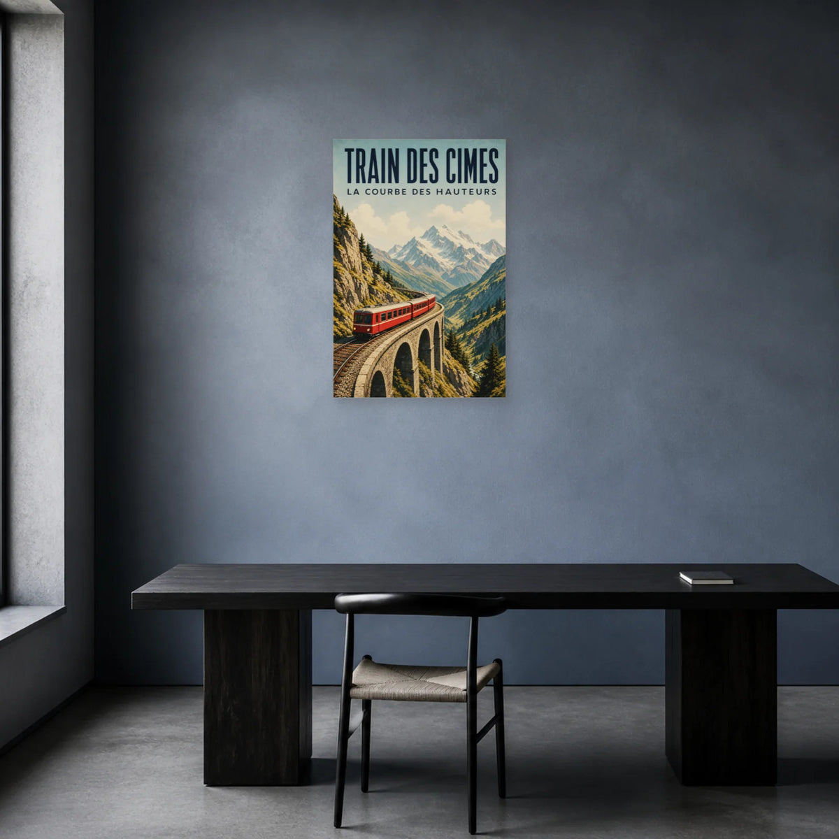 Affiche Train des cimes – La courbe des hauteurs dans un bureau - Art Virtuoso