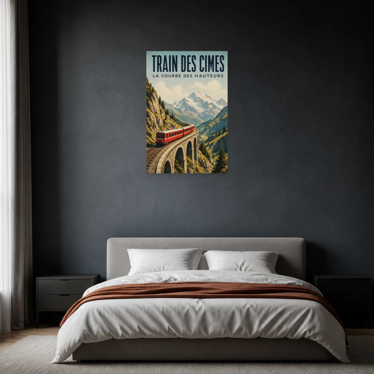 Affiche Train des cimes – La courbe des hauteurs dans une chambre - Art Virtuoso