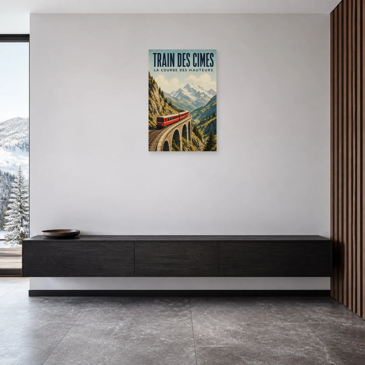 Affiche Train des cimes – La courbe des hauteurs dans une entrée ou un couloir - Art Virtuoso