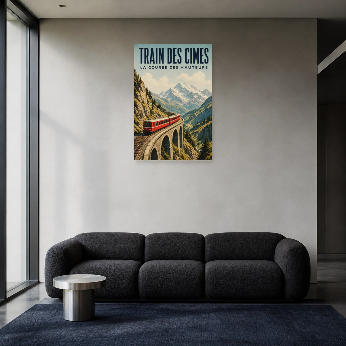 Affiche Train des cimes – La courbe des hauteurs dans un salon - Art Virtuoso