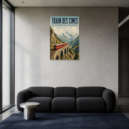 Affiche Train des cimes – La courbe des hauteurs dans un salon - Art Virtuoso