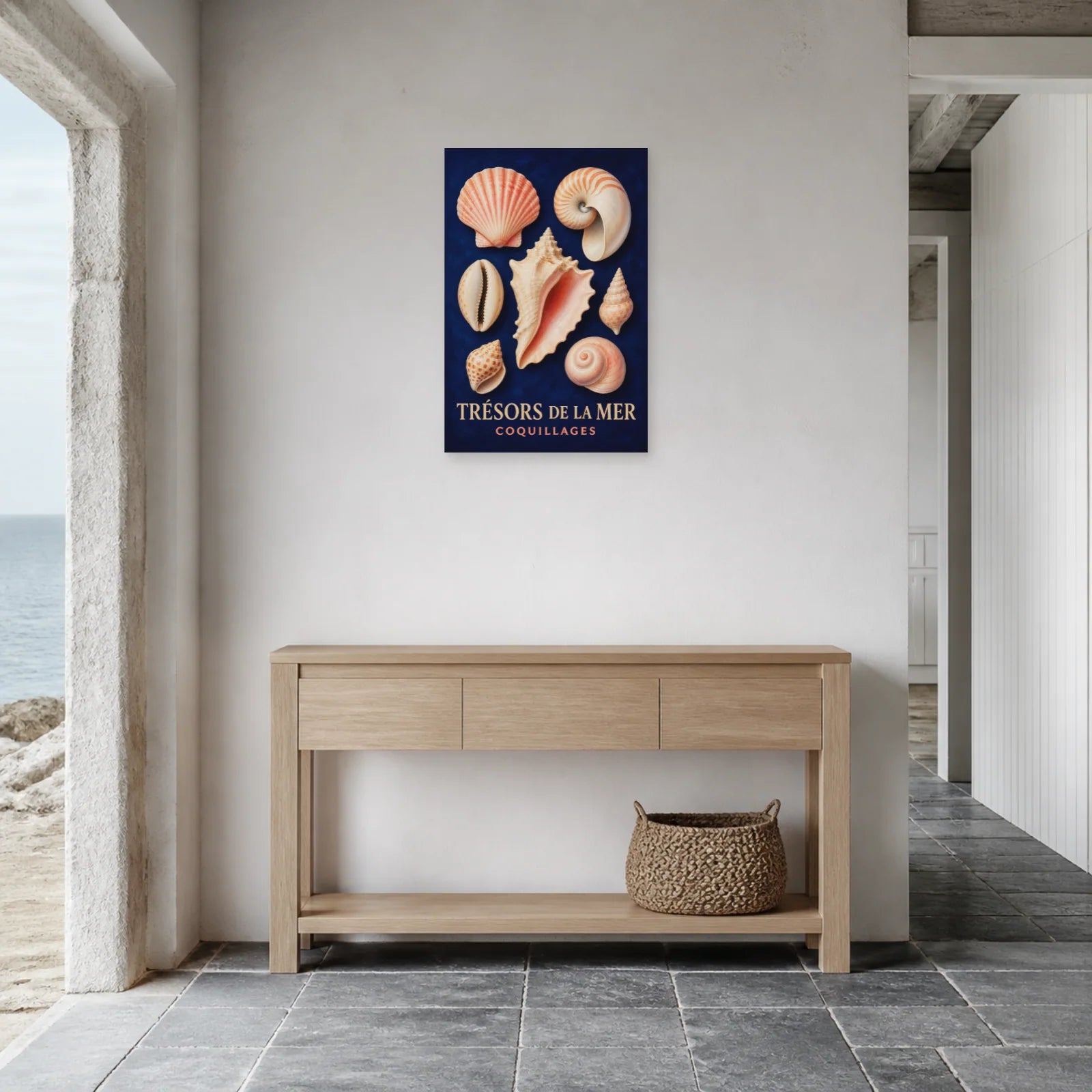 Affiche Trésors de la Mer – Coquillages dans une entrée ou un couloir - Art Virtuoso