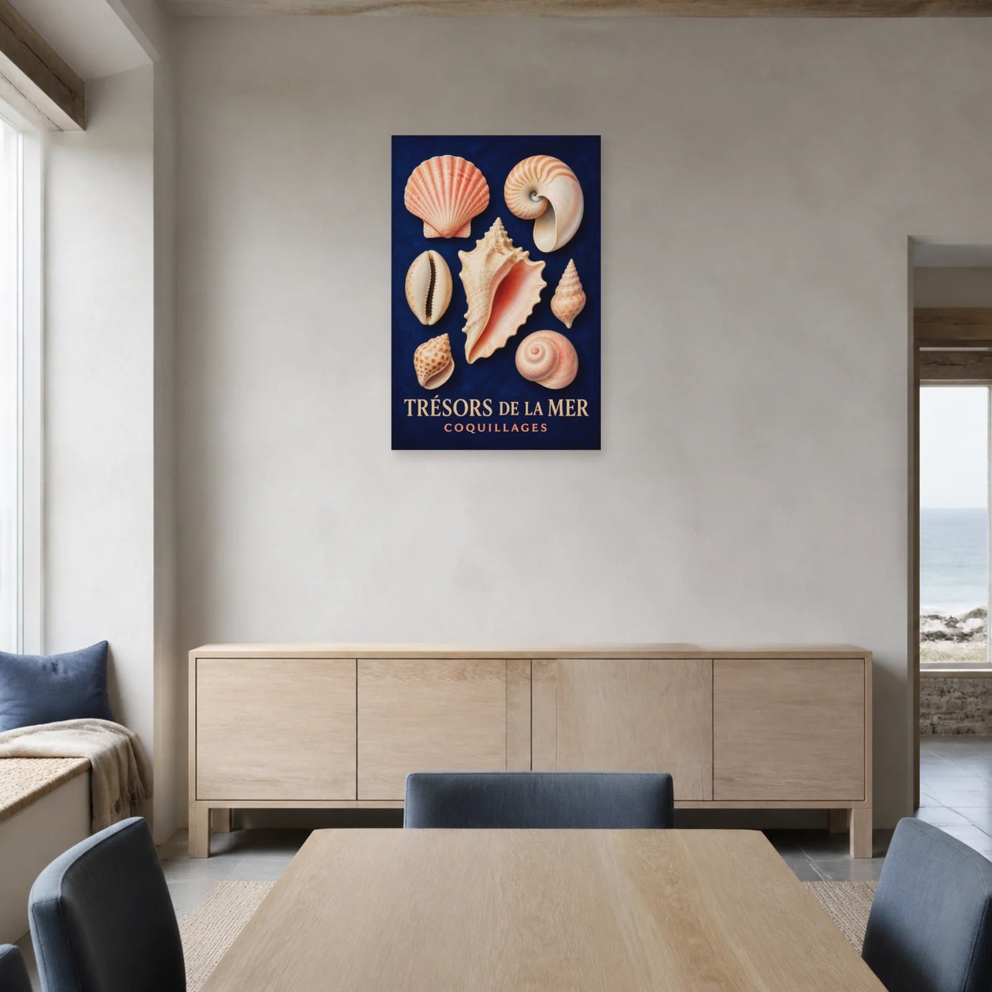 Affiche Trésors de la Mer – Coquillages dans une salle à manger - Art Virtuoso