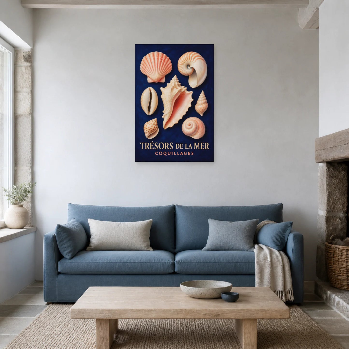 Affiche Trésors de la Mer – Coquillages dans un salon - Art Virtuoso