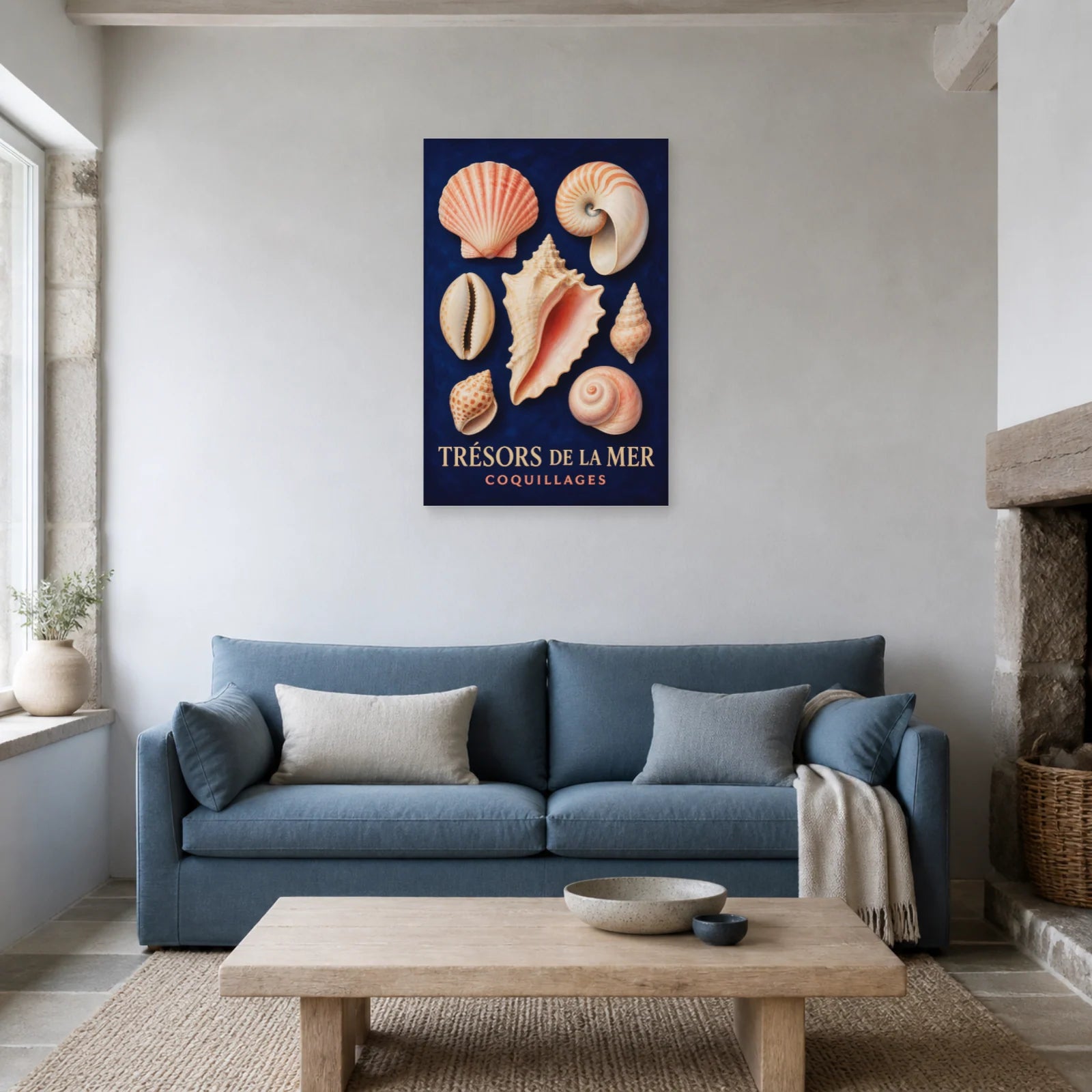 Affiche Trésors de la Mer – Coquillages dans un salon - Art Virtuoso