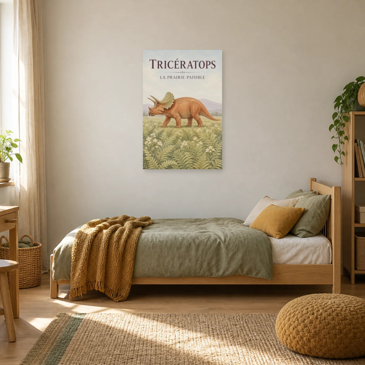 Affiche Tricératops - La prairie paisible dans une chambre - Art Virtuoso