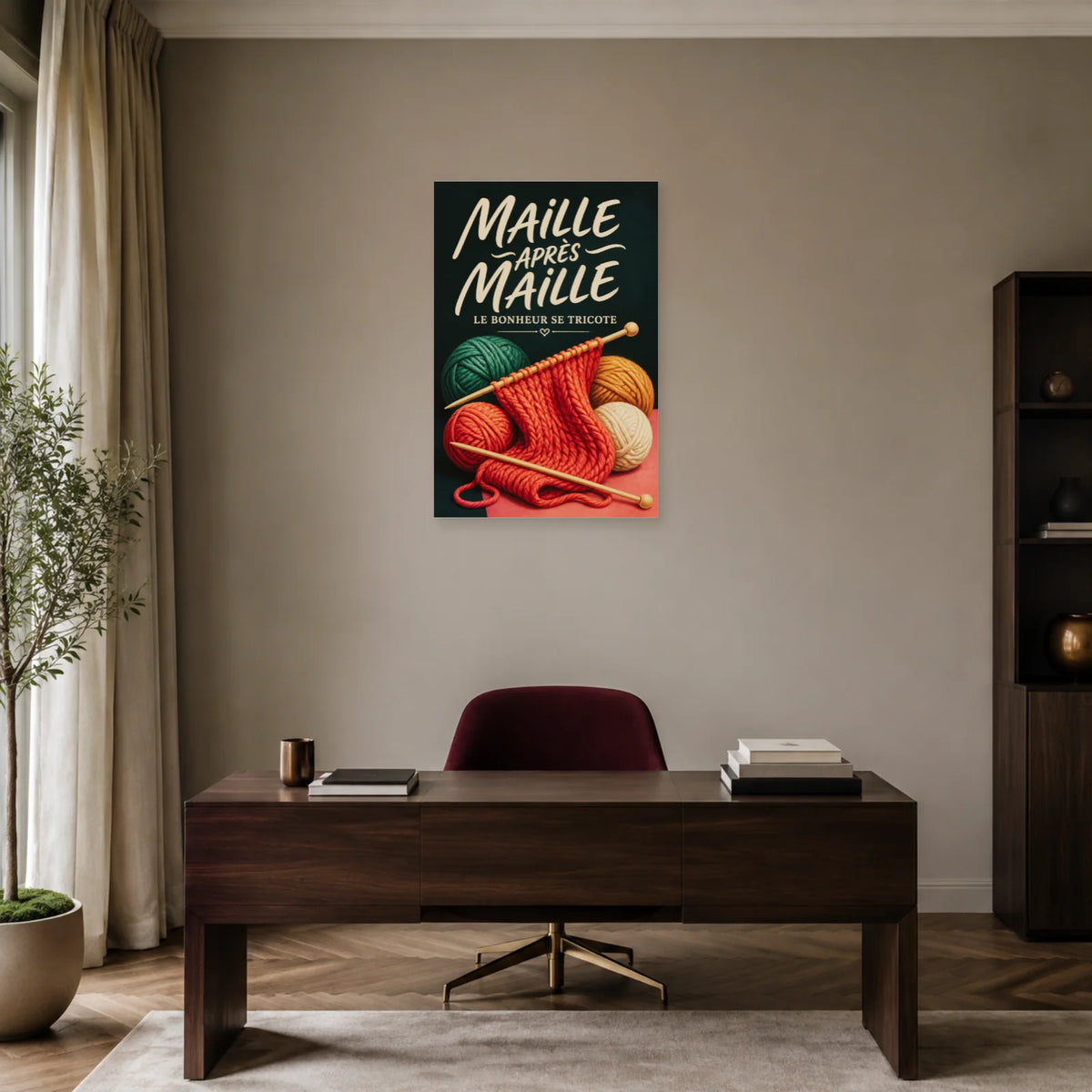 Affiche Tricot, maille après maille dans un bureau - Art Virtuoso