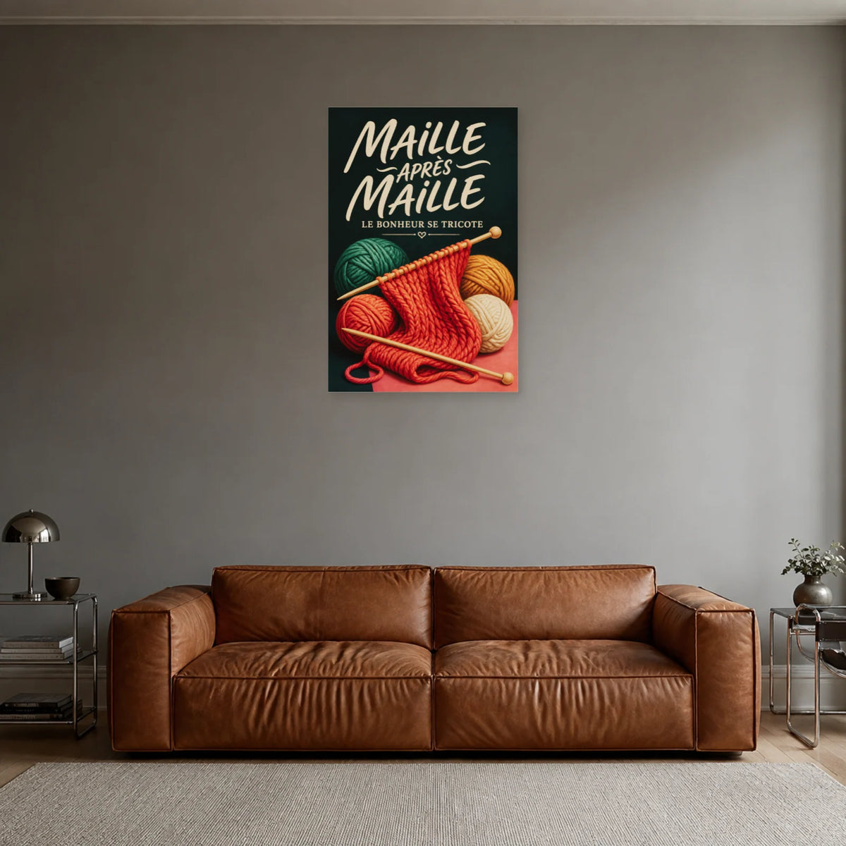 Affiche Tricot, maille après maille dans un salon - Art Virtuoso