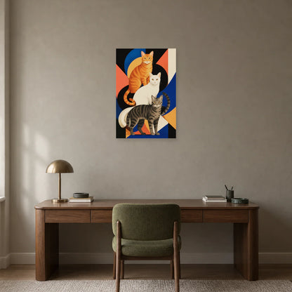 Affiche Trois chats – Composition moderne dans un bureau - Art Virtuoso