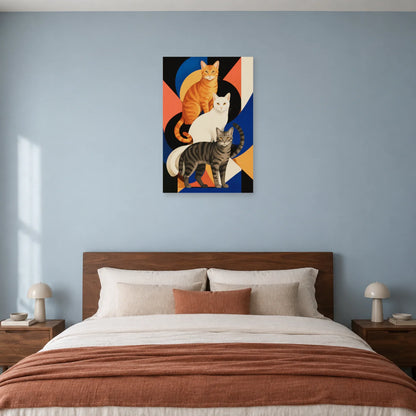 Affiche Trois chats – Composition moderne dans une chambre - Art Virtuoso